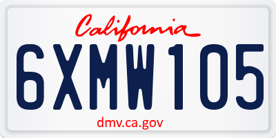 CA license plate 6XMW105