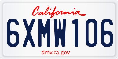 CA license plate 6XMW106