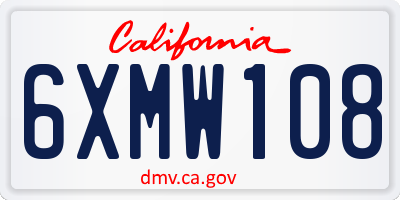 CA license plate 6XMW108