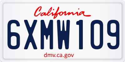 CA license plate 6XMW109