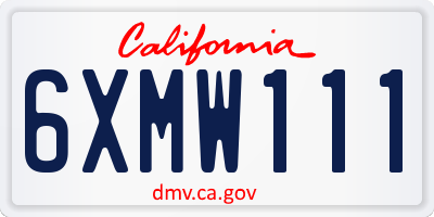 CA license plate 6XMW111