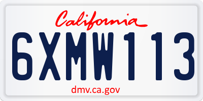 CA license plate 6XMW113