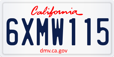 CA license plate 6XMW115