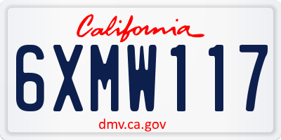 CA license plate 6XMW117