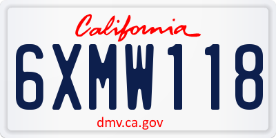 CA license plate 6XMW118