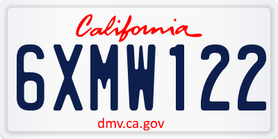 CA license plate 6XMW122