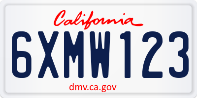 CA license plate 6XMW123