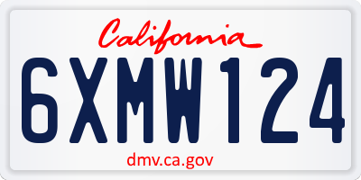 CA license plate 6XMW124