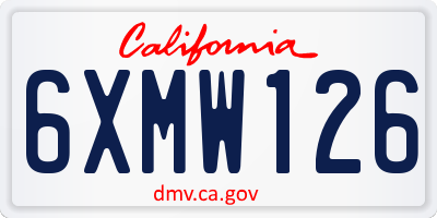 CA license plate 6XMW126