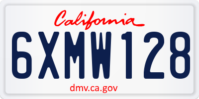 CA license plate 6XMW128