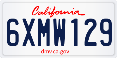 CA license plate 6XMW129
