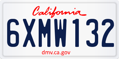 CA license plate 6XMW132