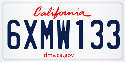 CA license plate 6XMW133