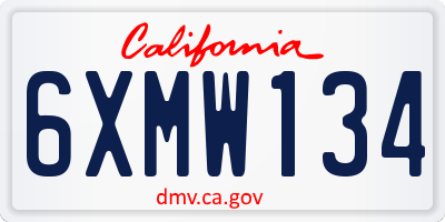 CA license plate 6XMW134