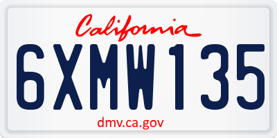 CA license plate 6XMW135