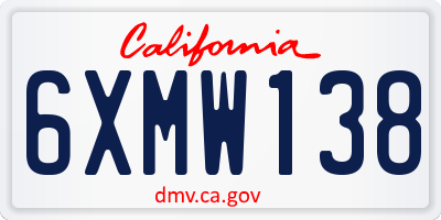 CA license plate 6XMW138