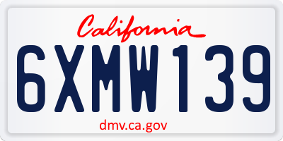 CA license plate 6XMW139