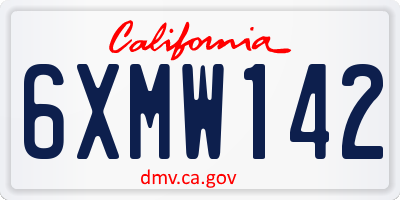 CA license plate 6XMW142