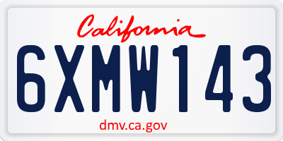 CA license plate 6XMW143