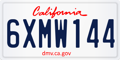 CA license plate 6XMW144