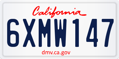 CA license plate 6XMW147