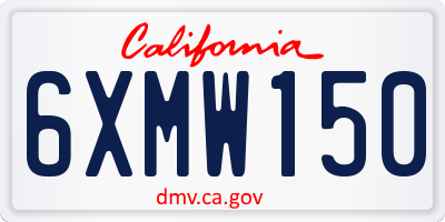 CA license plate 6XMW150