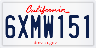 CA license plate 6XMW151