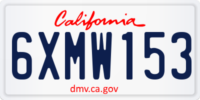 CA license plate 6XMW153