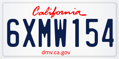CA license plate 6XMW154