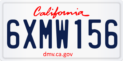 CA license plate 6XMW156