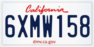 CA license plate 6XMW158