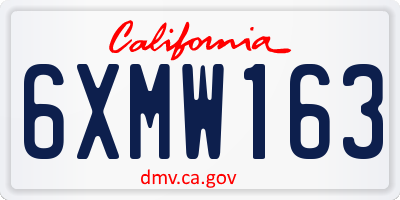 CA license plate 6XMW163