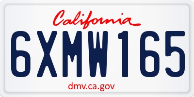 CA license plate 6XMW165