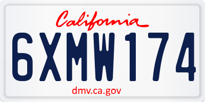 CA license plate 6XMW174