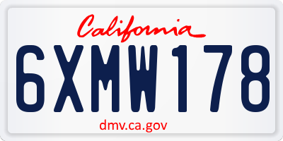 CA license plate 6XMW178