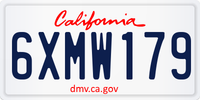 CA license plate 6XMW179