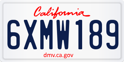 CA license plate 6XMW189