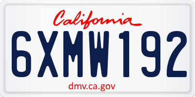 CA license plate 6XMW192