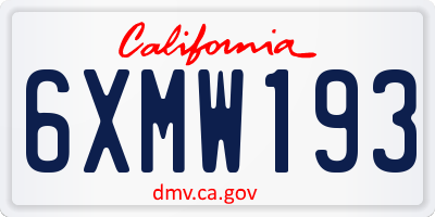 CA license plate 6XMW193