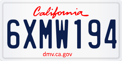 CA license plate 6XMW194