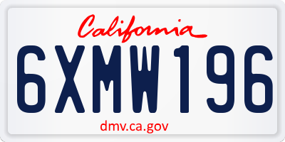 CA license plate 6XMW196