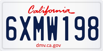 CA license plate 6XMW198