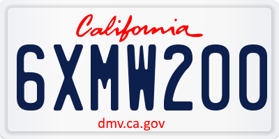 CA license plate 6XMW200