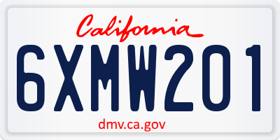 CA license plate 6XMW201