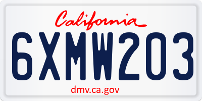 CA license plate 6XMW203