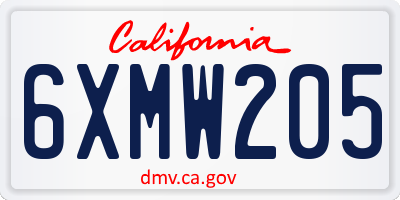 CA license plate 6XMW205