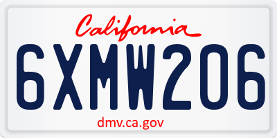 CA license plate 6XMW206