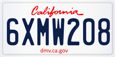 CA license plate 6XMW208