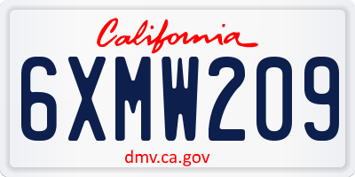 CA license plate 6XMW209