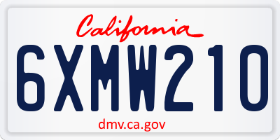 CA license plate 6XMW210